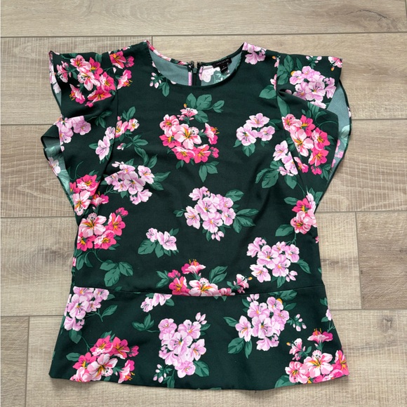 Ann Taylor Tops - Ann Taylor Green Top with Pink Floral Design